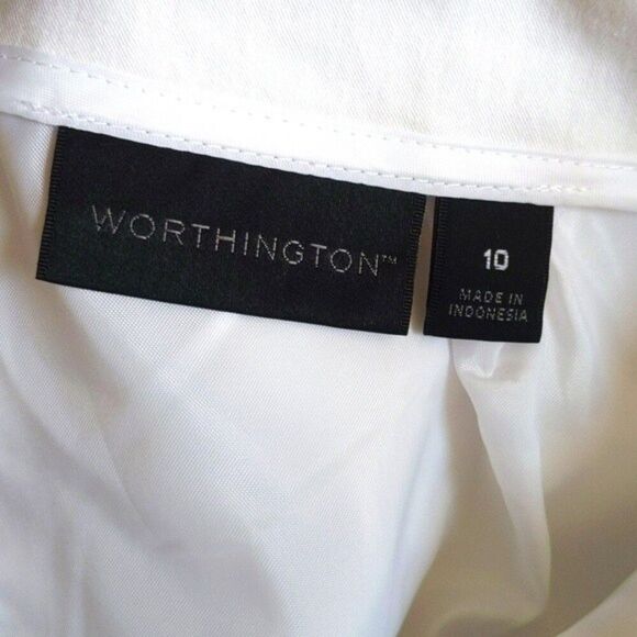 Worthington white knee-length white skirt with purple & green floral - 10 - Picture 4 of 5